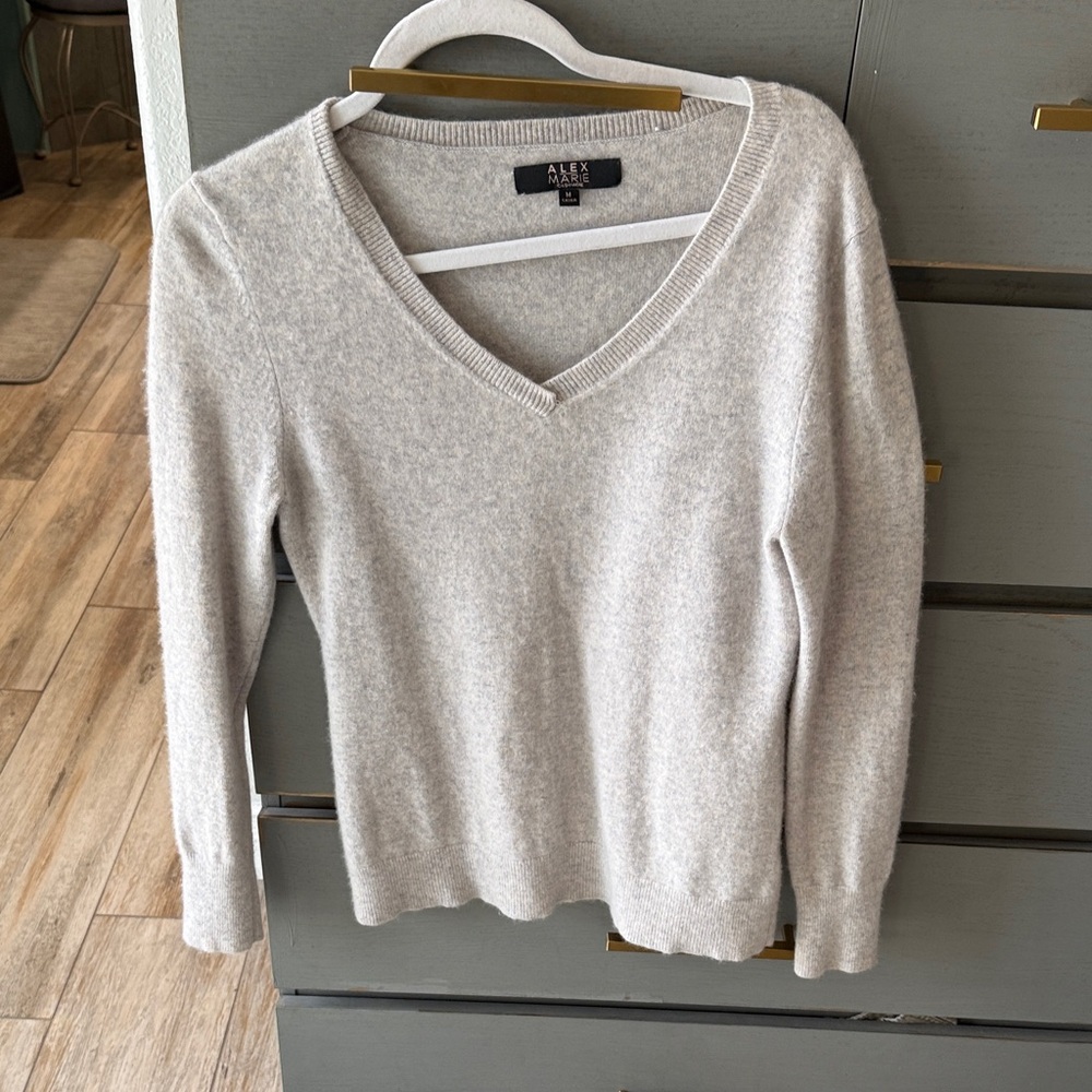 Alex Marie V-Neck cashmere Sweater in Light Gray